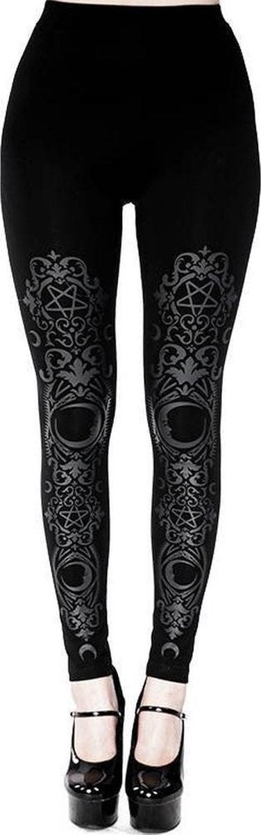 Restyle Leggings -L- Baroque crescent print Zwart