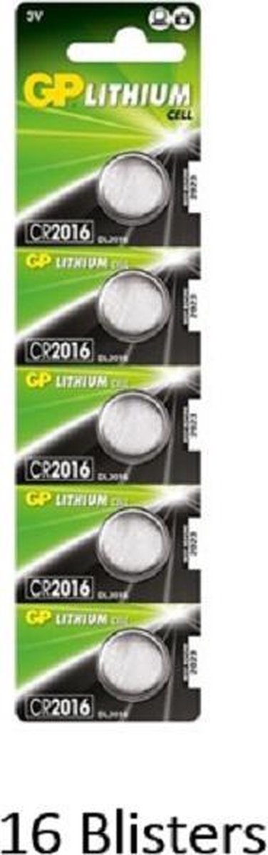 80 stuks (16 blisters a 5 stuks) GP Lithium CR2016 3V