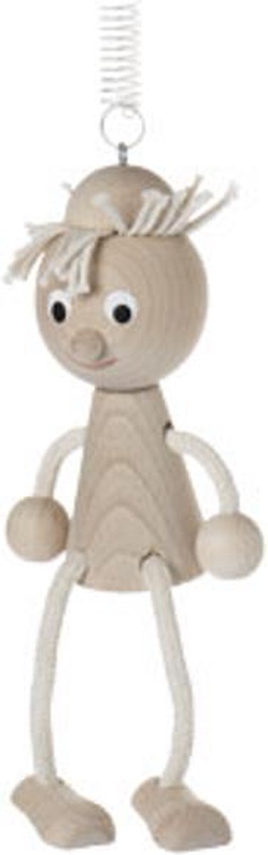 Zitfiguur blank hout meisje aan veer.