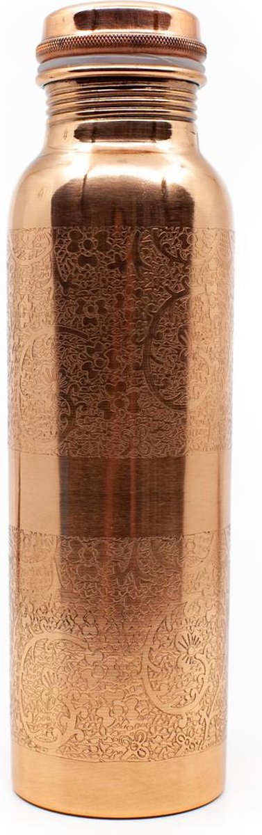Koperen Waterfles Floral Geëtst (900 ml)