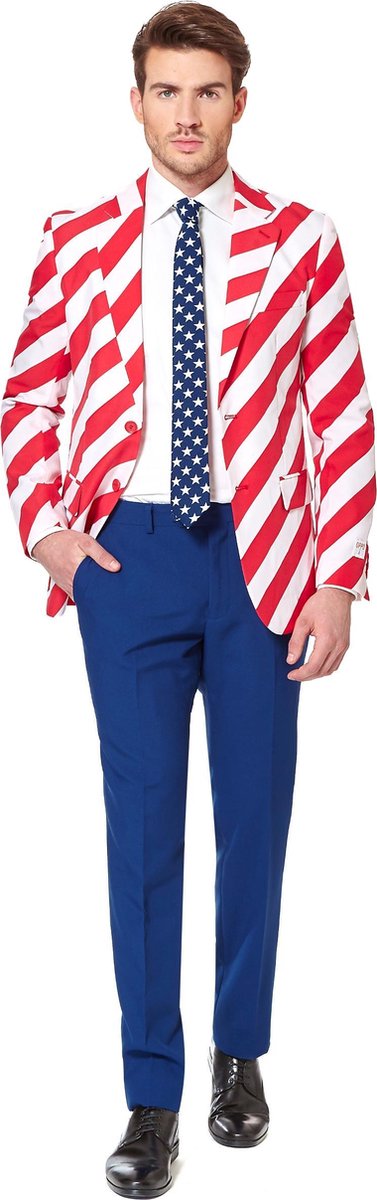 OppoSuits United Stripes - Mannen Zomer Kostuum - Gekleurd - Feest - Maat 58