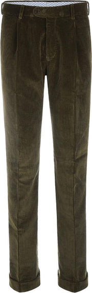 The English Hatter Mannen Corduroy Pantalon Brede Rib Groen Katoen Maat: 52