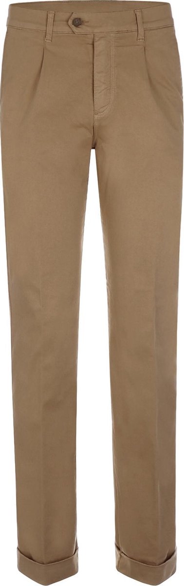 The English Hatter Mannen Pantalon met Bandplooi en omslag Bruin Katoen Maat: 50