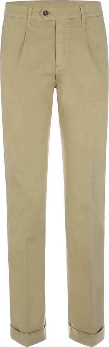 The English Hatter Mannen Pantalon met Bandplooi en omslag Bruin Katoen Maat: 50