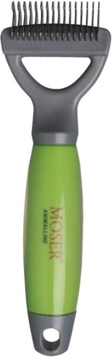 Moser Trim- En Klittenkam Groen&Grijs - Hondenvachtkam - 30x55x190 mm