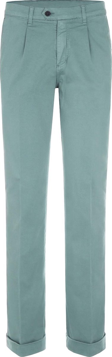 The English Hatter Mannen Pantalon met Bandplooi en omslag Groen Katoen Maat: 54