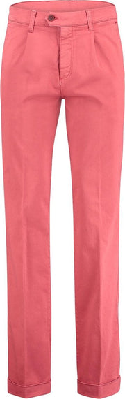 The English Hatter Mannen Pantalon met Bandplooi en omslag Rood Katoen Maat: 56