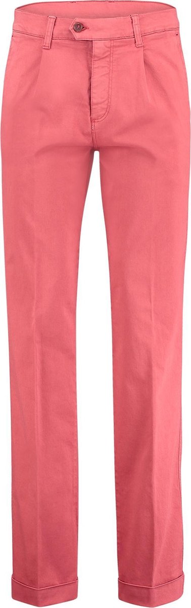The English Hatter Mannen Pantalon met Bandplooi en omslag Rood Katoen Maat: 56