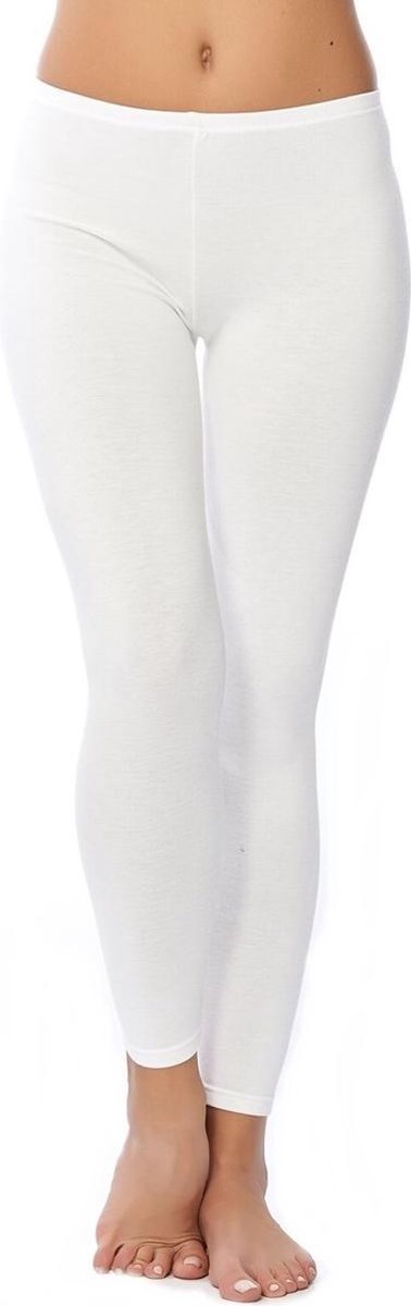 Premium Dames Legging Katoen | Basic Legging | Wit - L