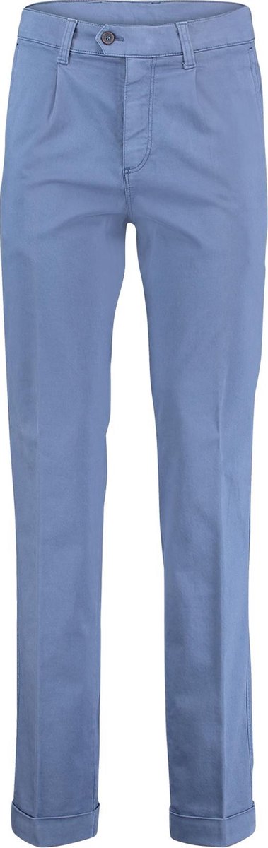The English Hatter Mannen Pantalon met Bandplooi en omslag Blauw Katoen Maat: 48