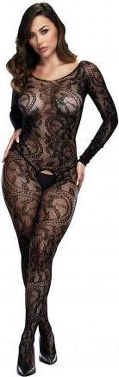 Baci - Longsleeve Crotchless Bodystocking One Size