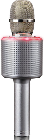 Lenco BMC-085 - Bluetooth Karaoke microfoon met speaker en verlichting - Zilver