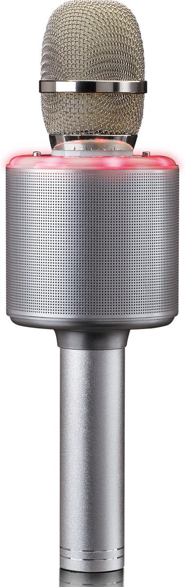 Lenco BMC-085 - Bluetooth Karaoke microfoon met speaker en verlichting - Zilver