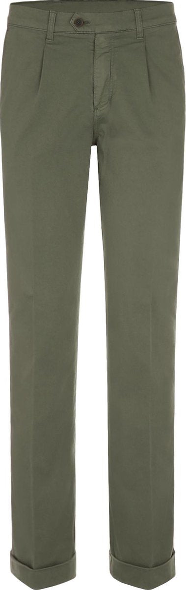 The English Hatter Mannen Pantalon met Bandplooi en omslag Groen Katoen Maat: 54