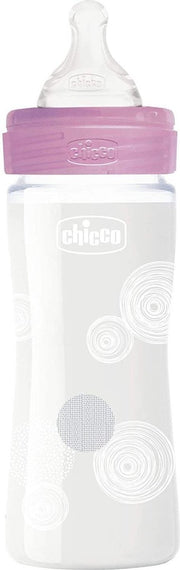 Chicco Zuigfles 240 Ml Polymeer/siliconen Roze/transparant