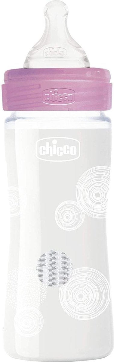 Chicco Zuigfles 240 Ml Polymeer/siliconen Roze/transparant