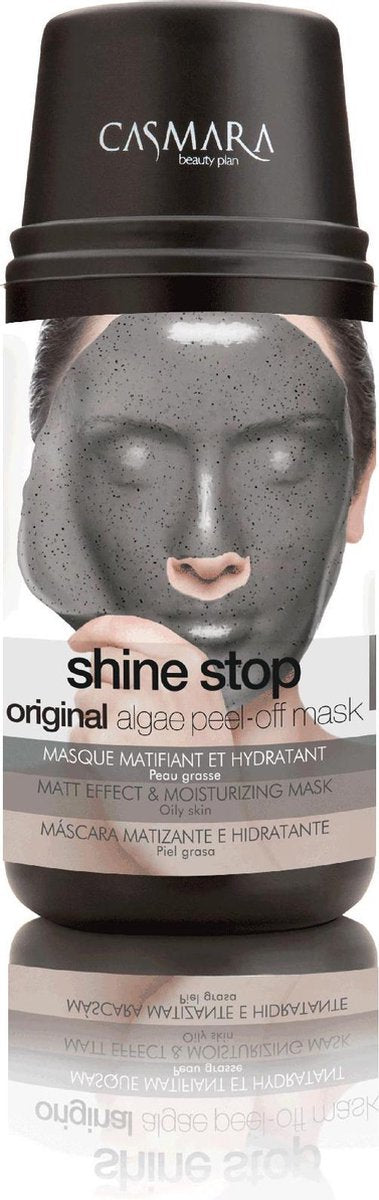 CASMARA SHINE STOP ALGAE PEEL-OFF MASK | Voor de vette en / of glanzende huid | Speciaal voor huiden die uitgedroogd | Gezichtsmasker | Unisex formule | BLACK MASK | 2 Mask + 1 Ampoule 4 ml Hydrating and mattifying black mask