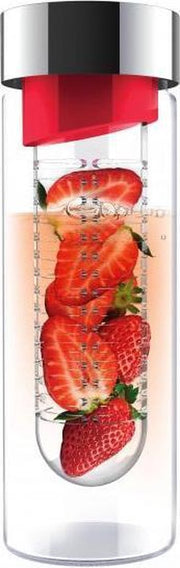 Asobu Drinkfles Infuse Flavour 480 Ml Glas Zilver/Rood