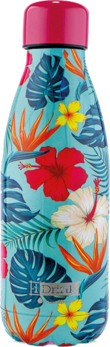 I-drink Thermosfles Tropical 350 Ml Rvs Blauw/roze
