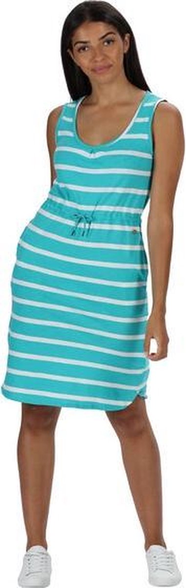 Regatta Felixia Gestreepte Strandjurk Azuurblauw Maat Xxs