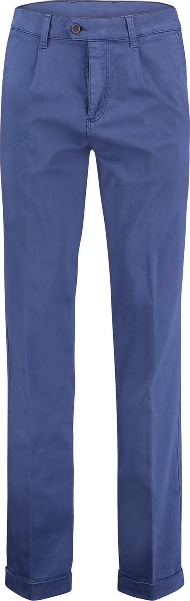 The English Hatter Mannen Pantalon met Bandplooi en omslag Blauw Katoen Maat: 25