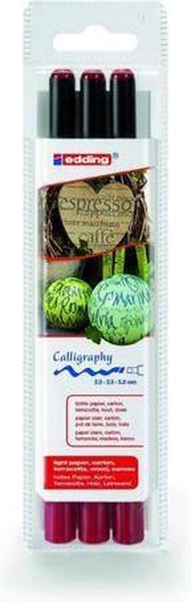 Edding - Kalligrafeer marker e-1255 - karmijn set (3 stiften)
