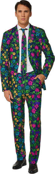 Suitmeister Floral - Mannen Kostuum - Gekleurd - Carnaval - Maat L