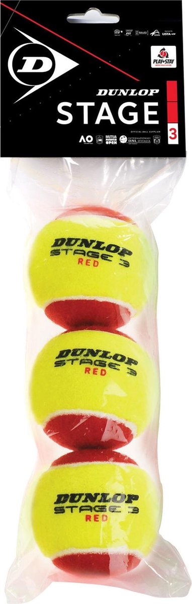 Dunlop Stage 3 Tennisballen - 3 stuks - rood/geel