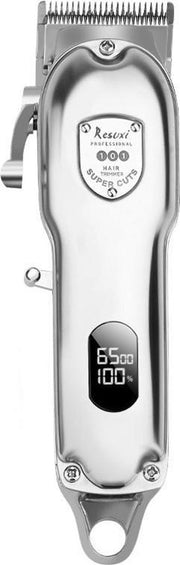 Resuxi – Luxe Tondeuse met Display – LCD - Professionele Trimmer - Groomer - Scheerapparaat - Baardtrimmer - Precisietrimmer - Haarstyling - Haartrimmer - Draadloos - USB Opladen – Contouren – Bakkebaarden - Inclusief 3 opzetkammen - Zilver