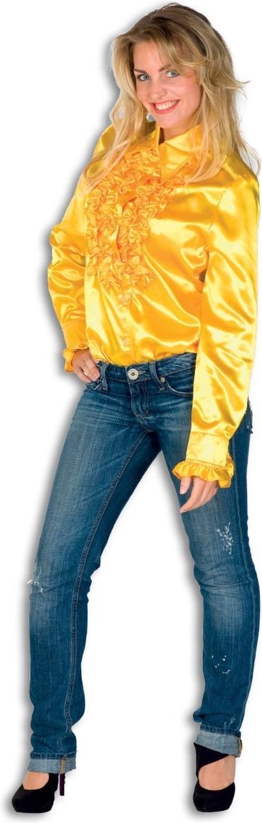 Dames Ruche Blouse Geel