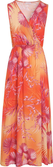 Cassis - Jurk in viscose met een kleurrijke bladprint - Oranje