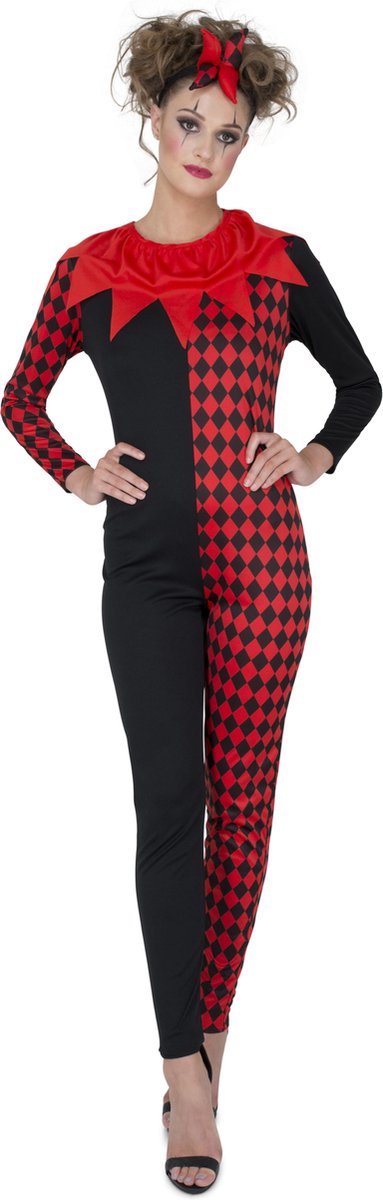 Karnival Costumes Verkleedkleding Kostuum Harlekijn vrouw Rood Zwart - S