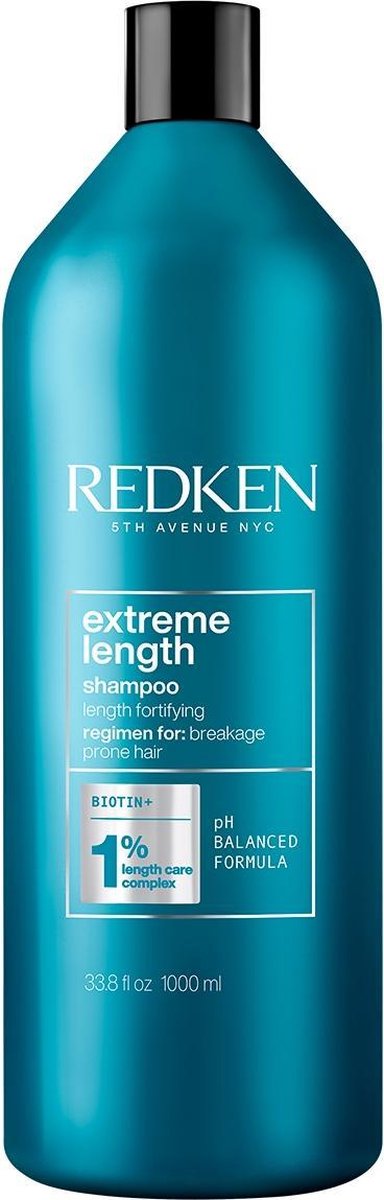 Redken Extreme Length Shampoo voor sterker en langer haar 1L - Normale shampoo vrouwen - Voor Alle haartypes - 1000 ml - Normale shampoo vrouwen - Voor Alle haartypes
