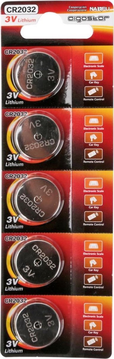 Knoopcel Batterij - Aigi Zinya - CR2032 - 3V - Lithium Batterijen - 5 Stuks - BSE