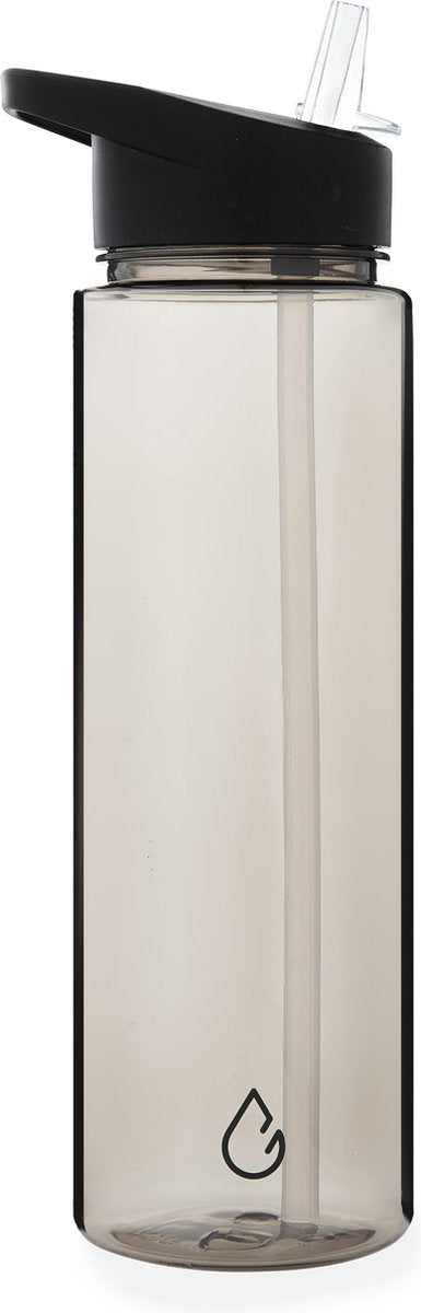 Wattamula Waterfles met rietje - 750 ML - Taupe transparant - Milieuvriendelijk - Drinkfles