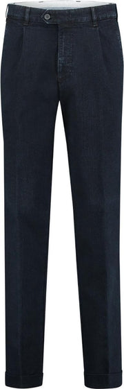 The English Hatter Mannen Jeans Pantalon met Bandplooi en omslag Blauw Katoen Maat: 25