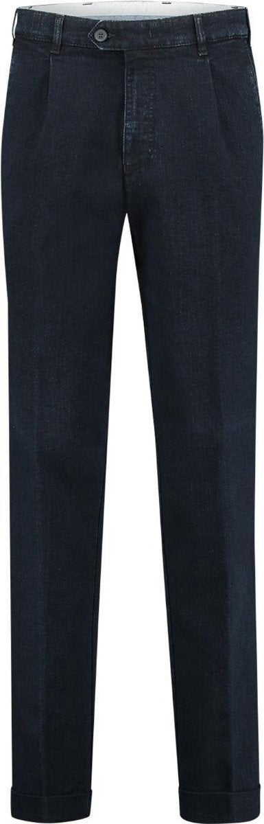 The English Hatter Mannen Jeans Pantalon met Bandplooi en omslag Blauw Katoen Maat: 25