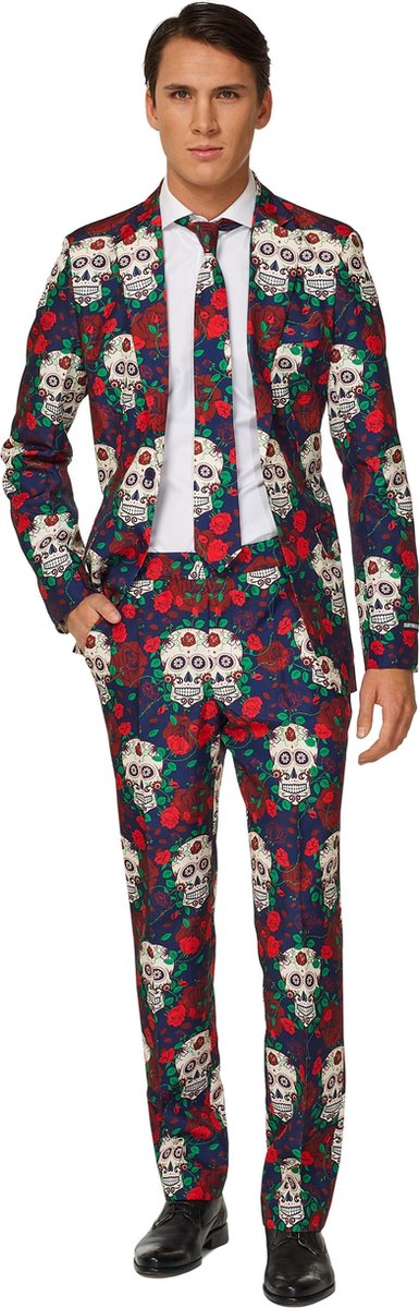 Suitmeister Day of the Dead - Mannen Kostuum - Gekleurd - Carnaval - Maat S