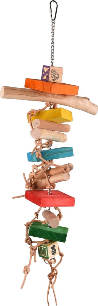 Vogelspeelgoed rainbow pax leder multi 55 cm Flamingo