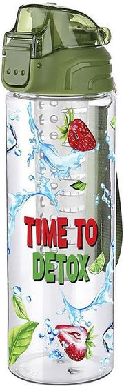 Detox waterfles met infuser 700 ml - drinkfles - waterfles - fruitfilter - edelstenen - sportfles - lekt niet - groen