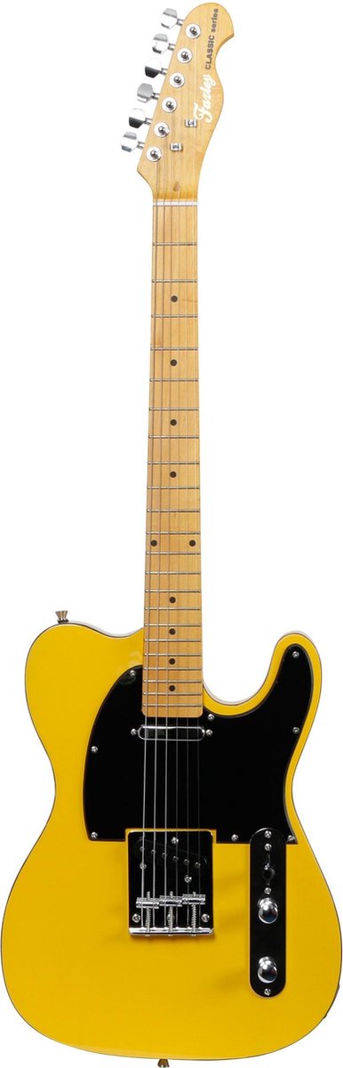 De Fazley Buttercup is een elektrische gitaar met een iconische uitstraling en een direct herkenbare sound. Deze FTL200BSB-M in Butterscotch Blonde heeft namelijk een T-stijl body gemaakt van essenhout (ash).