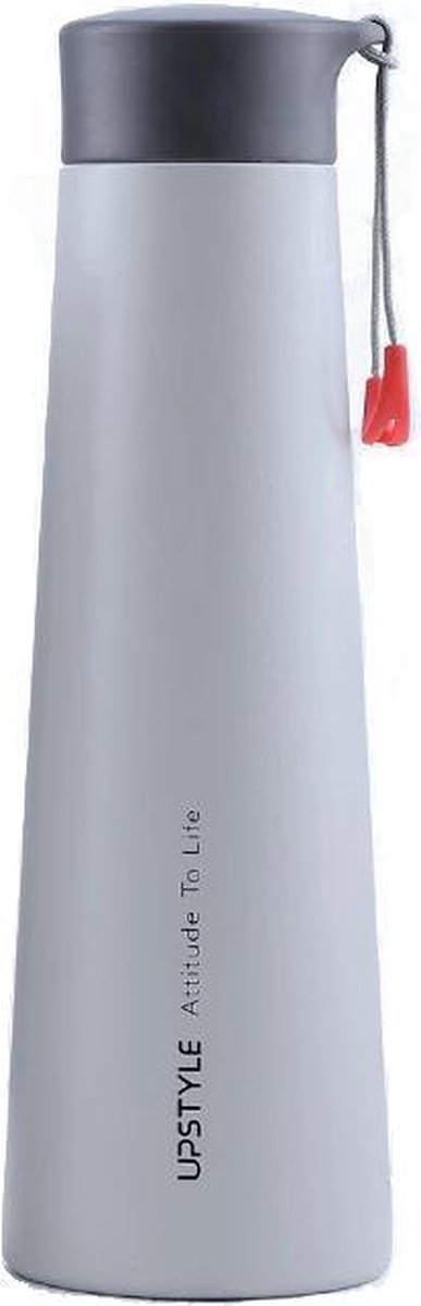 Drinkfles - Flask - Herbruikbare Waterfles - Dubbelwandig RVS Thermosfles - BPA Vrij Drinkbus - Upstyle - 400 ML - Wit