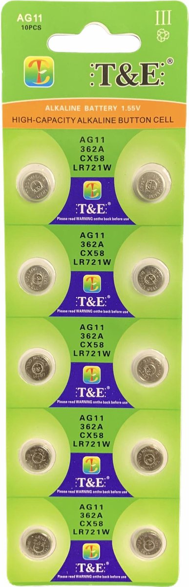 AG11 Alkaline Batterijen LR731/LR58 – Knoopcel - Hoge Capaciteit – 10 Stuks