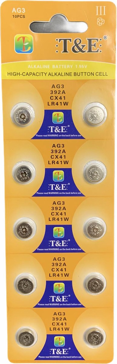 AG3 Alkaline Batterijen LR41 – Knoopcel - Hoge Capaciteit – 10 Stuks