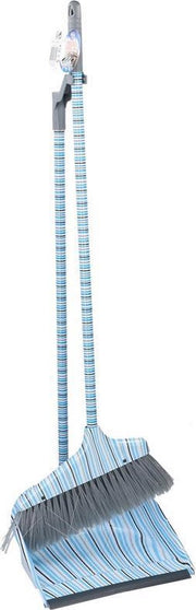 Stoffer en blik gestreept met lange steel 76 cm