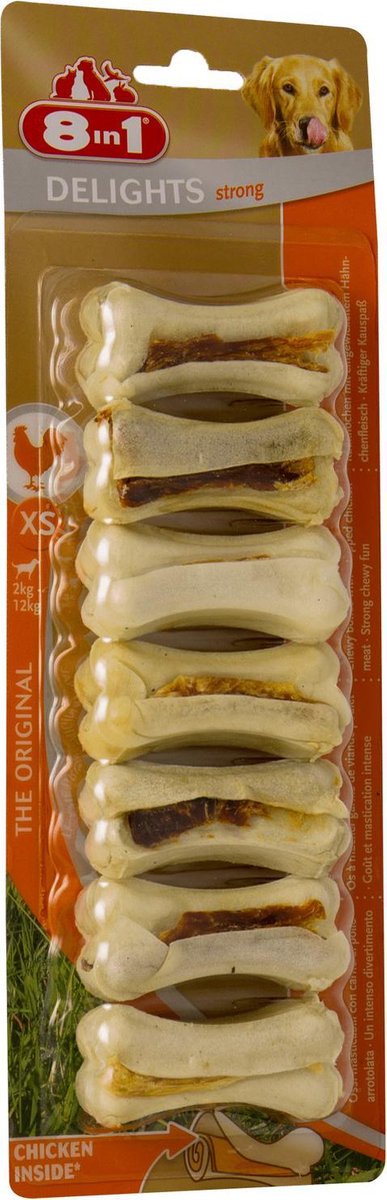 8in1 Delights Strong - Kip - Hondensnacks - XS