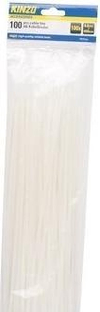 Kinzo Kabelbinders 4.8x400mm wit 100 stuks