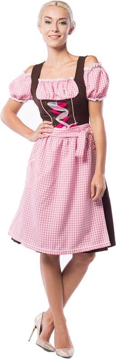 Oktoberfest jurkje Dames |  luxe Tiroler Jurkje dames |  Anne Ruth|  Roze/Bruin |  3XL