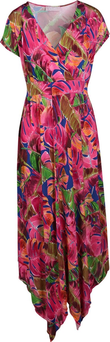 Cassis - Lange jurk met bladprint - Fushia