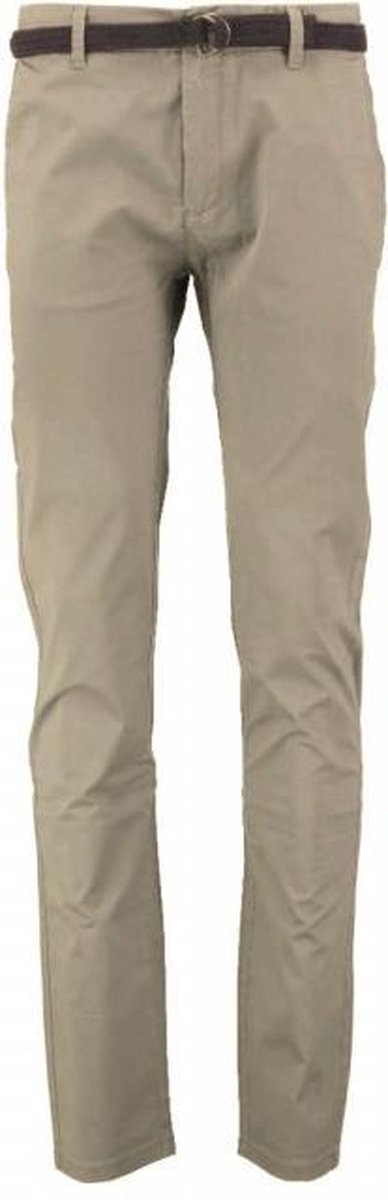 Dstrezzed khaki slim fit twill stretch chino met blauwe riem - Maat  W30-L34